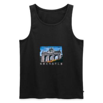 | Brüssel Cinquantenaire - Männer Premium Bio Tank Top - Schwarz - Vorne - AI Model Male 178 light (178cm)