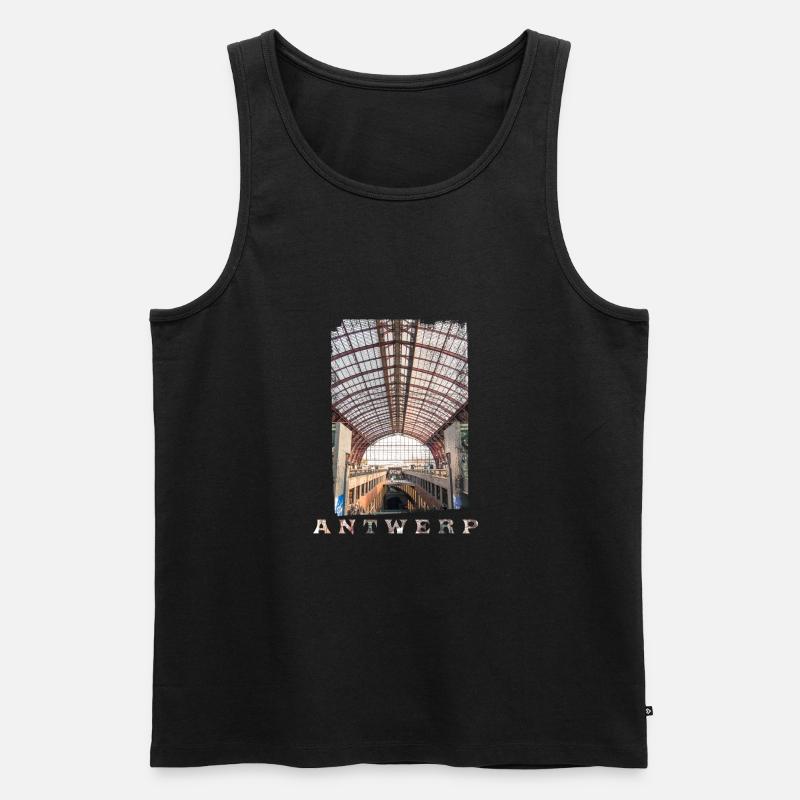 antwerpen | Hauptbahnhof - Männer Premium Bio Tank Top - Schwarz