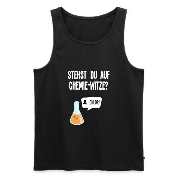 "Stehst du auf Chemie-Witze? Ja, Chlor" Design - Männer Premium Bio Tank Top - Schwarz - Vorne - Michal (187cm)