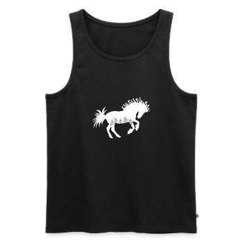 Pferd, wild, weiss, Mähne, Schweif, Ornamente - Männer Premium Bio Tank Top - Schwarz - Vorne - Michal (187cm)