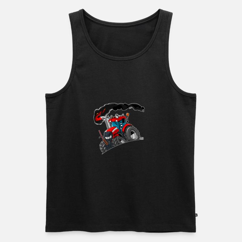 ROTER TRAKTOR weißer Rand - Männer Premium Bio Tank Top - Schwarz
