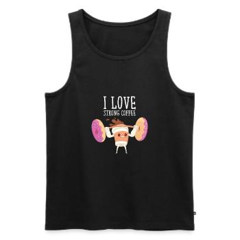 I Love Strong Coffee - Lifiting Donuts - Débardeur bio Premium Homme - noir - Devant - AI Model Male 178 light (178cm)