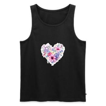 Aquarelle Cœur de Fleur - Débardeur bio Premium Homme - noir - Devant - AI Model Male 178 light (178cm)