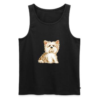 Yorkshire Terrier dog - cute puppy dog - Men's Premium Organic Tank Top - black - Front - AI Model Male 178 light (178cm)