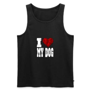 j'aime mon chien amour exigeant cœur aimant - Débardeur bio Premium Homme - noir - Devant - AI Model Male 178 light (178cm)