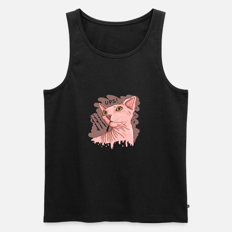 Sphynx Katze mit Zigarette - Männer Premium Bio Tank Top - Schwarz
