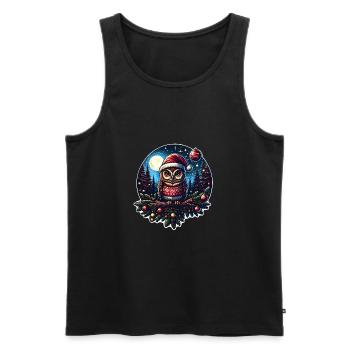 Weihnachtseule im Winterwald - Männer Premium Bio Tank Top - Schwarz - Vorne - AI Model Male 178 light (178cm)
