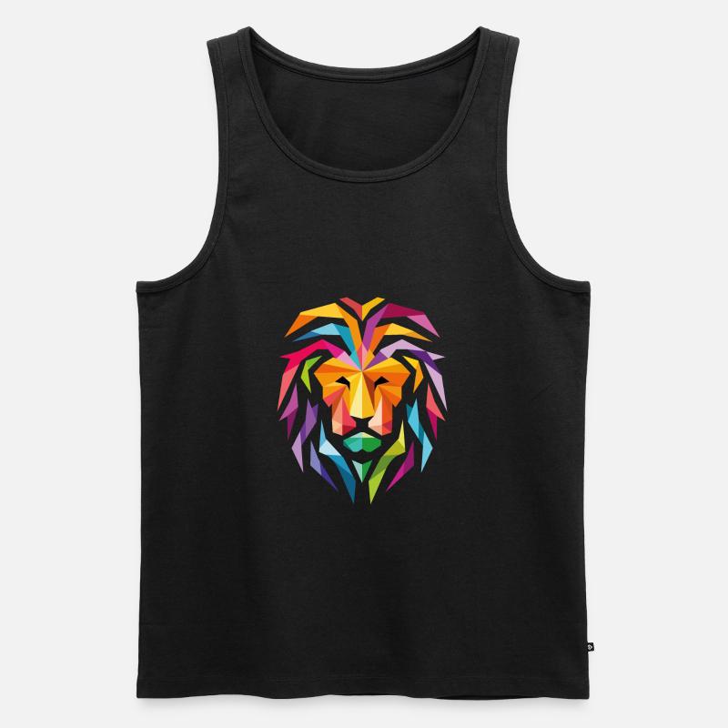 Löwe bunt - Männer Premium Bio Tank Top - Schwarz