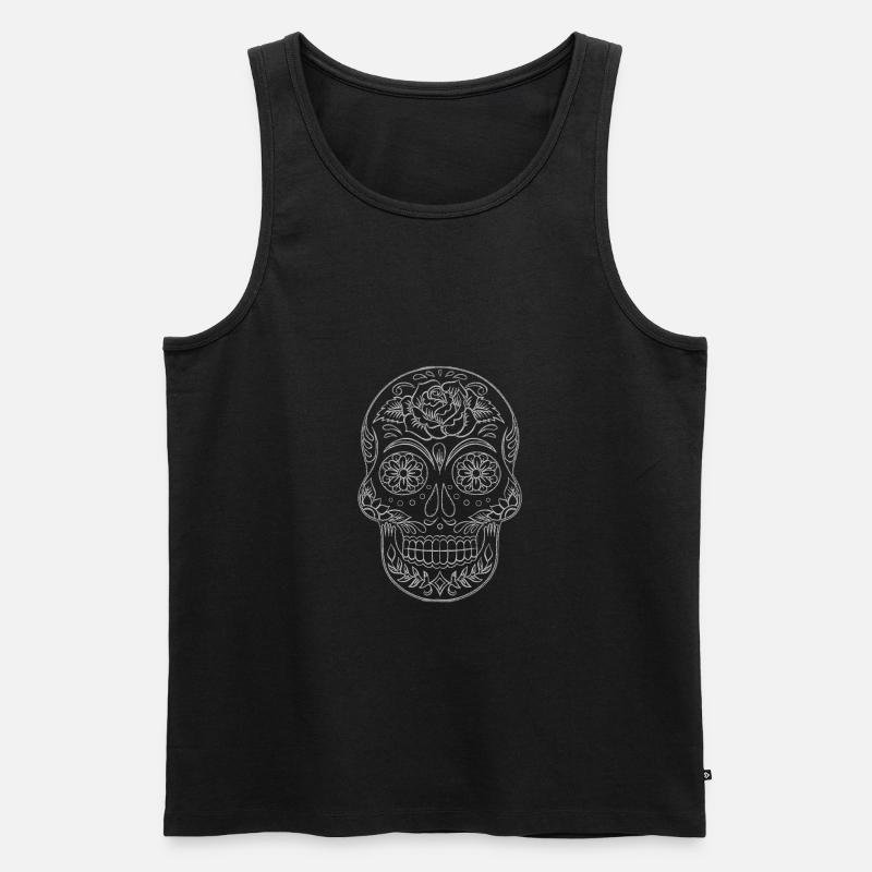 Zeichnung oder Bleistift blühende Crane - Männer Premium Bio Tank Top - Schwarz