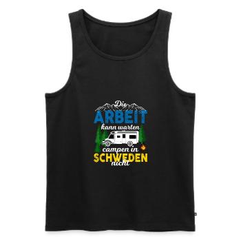 Camping Die Arbeit kann warten campen in Schweden - Männer Premium Bio Tank Top - Schwarz - Vorne - Michal (187cm)
