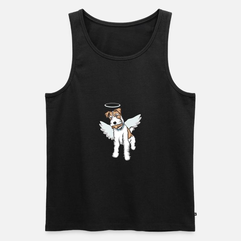 Foxterrier Drahthaar Engel | Foxterrier T-Shirt - Männer Premium Bio Tank Top - Schwarz