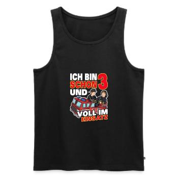Ich bin schon 3 | 3. Geburtstag Feuerwehr Jungen - Männer Premium Bio Tank Top - Schwarz - Vorne - Michal (187cm)