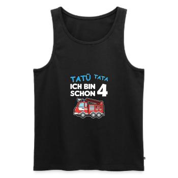 Ich bin schon 4 | 4. Geburtstag Feuerwehr Jungen - Männer Premium Bio Tank Top - Schwarz - Vorne - Michal (187cm)