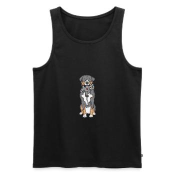 Appenzeller Sennenhund avec animal en peluche - Débardeur bio Premium Homme - noir - Devant - Michal (187cm)