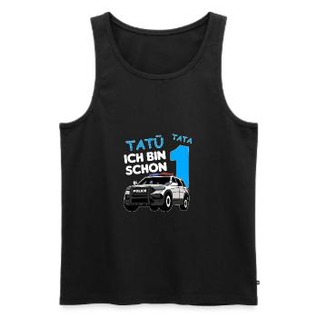 Ich bin schon 1 | 1. Geburtstag Polizei Jungen - Männer Premium Bio Tank Top - Schwarz - Vorne - AI Model Male 178 light (178cm)