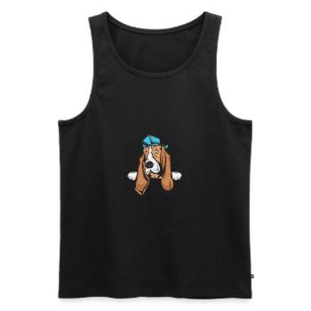Basset Hound - Männer Premium Bio Tank Top - Schwarz - Vorne - AI Model Male 178 light (178cm)