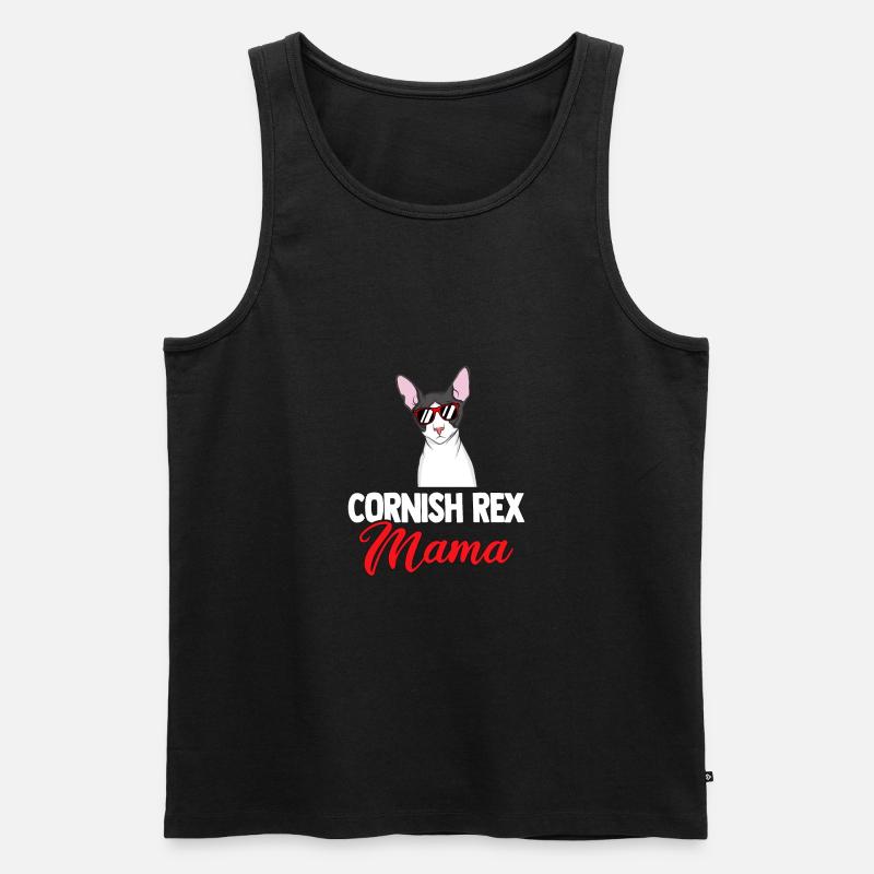 Cornish Rex Mama Papa Cat Mama | Cornish Rex - Ekologiczny tank top męski Premium - czarny