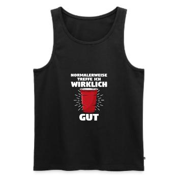 Beerpong Trinkspiel | Bier Pong - Männer Premium Bio Tank Top - Schwarz - Vorne - AI Model Male 178 light (178cm)
