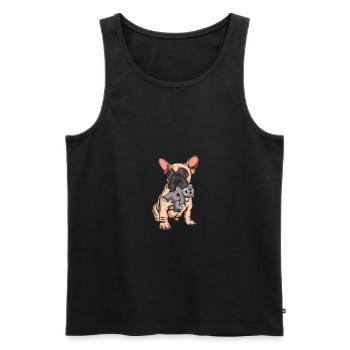 Französische Bulldoge Français Bulldog - Débardeur bio Premium Homme - noir - Devant - Michal (187cm)