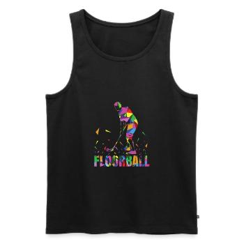 Floorball Floorball Hockey Ice Hockey - Men's Premium Organic Tank Top - black - Front - AI Model Male 178 light (178cm)