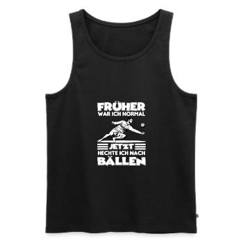 Früher war ich normal jetzt Ballsport | Faustball - Männer Premium Bio Tank Top - Schwarz - Vorne - Michal (187cm)