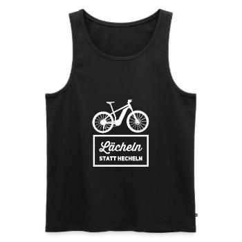 Lächeln statt hecheln E-MTB E-Bike Fahrer - Männer Premium Bio Tank Top - Schwarz - Vorne - AI Model Male 178 light (178cm)