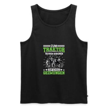 Zum Traktor fahren geboren zur Schule gezwungen - Männer Premium Bio Tank Top - Schwarz - Vorne - AI Model Male 178 light (178cm)