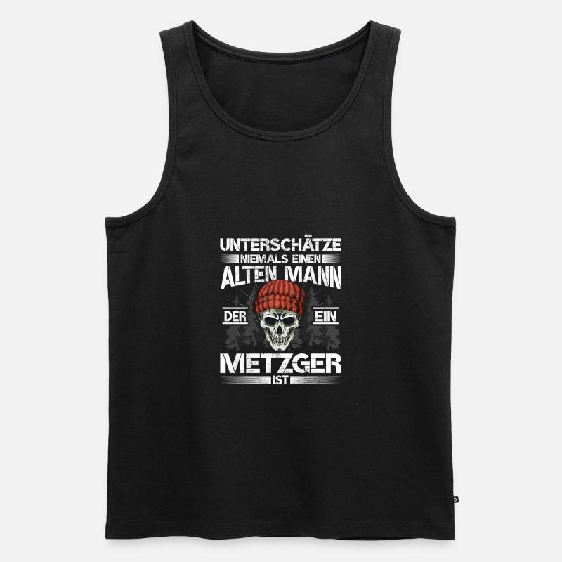 Metzger Alter mann Fleischer - Männer Premium Bio Tank Top - Schwarz