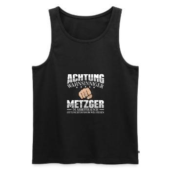 Metzger Achtung wahnsinniger Fleischer - Männer Premium Bio Tank Top - Schwarz - Vorne - Michal (187cm)