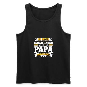 Kanalbauer werden zum Papa befördert - Männer Premium Bio Tank Top - Schwarz - Vorne - Michal (187cm)