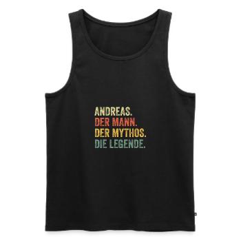 Andreas Mann Mythos Legende Vorname Name - Männer Premium Bio Tank Top - Schwarz - Vorne - AI Model Male 178 light (178cm)