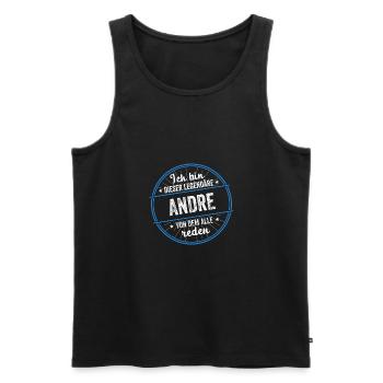 Ich bin dieser legendärer Andre Name - Männer Premium Bio Tank Top - Schwarz - Vorne - AI Model Male 178 light (178cm)