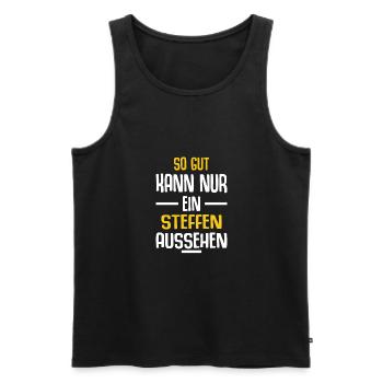 STeffen Vorname Name Geburtstag - Männer Premium Bio Tank Top - Schwarz - Vorne - Michal (187cm)