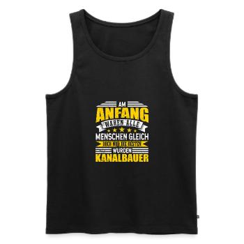 Kanalbauer - Männer Premium Bio Tank Top - Schwarz - Vorne - Michal (187cm)