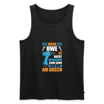 Uwe Vorname Name Geburtstag Reparieren - Männer Premium Bio Tank Top - Schwarz - Vorne - Michal (187cm)