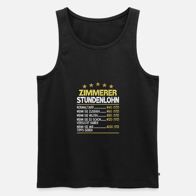 Zimmerer Stundensatz Stundenlohn - Männer Premium Bio Tank Top - Schwarz