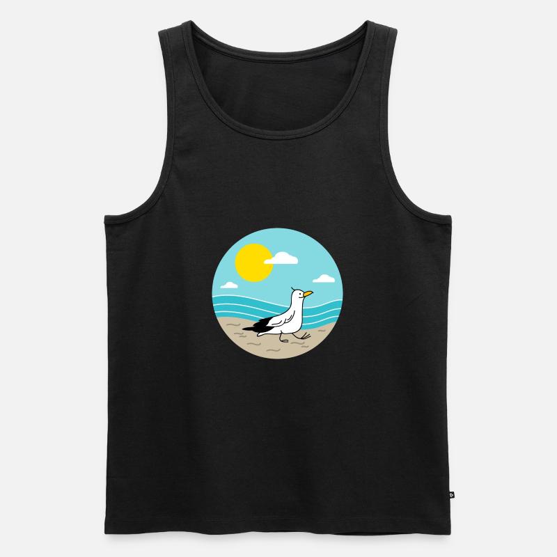 Möwe am Meer - Männer Premium Bio Tank Top - Schwarz