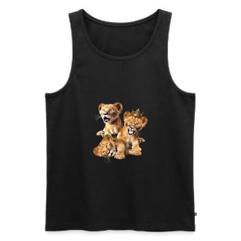 3 kleine Löwen, Löwenkinder, Löwenbabys - Männer Premium Bio Tank Top - Schwarz - Vorne - AI Model Male 178 light (178cm)