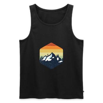Vintage Mountain Retro - Men's Premium Organic Tank Top - black - Front - Michal (187cm)