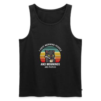 I Hate People and Morning Katze mit Kaffee - Männer Premium Bio Tank Top - Schwarz - Vorne - Michal (187cm)