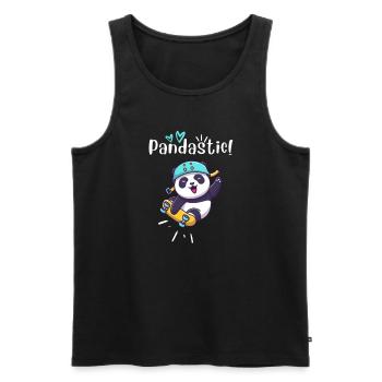 Pandastic Panda On Skateboard. Black. - Men's Premium Organic Tank Top - black - Front - Michal (187cm)