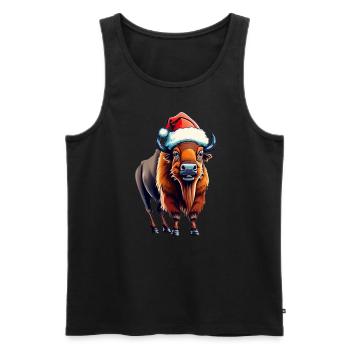Bison Weihnachten Santa - Männer Premium Bio Tank Top - Schwarz - Vorne - Michal (187cm)
