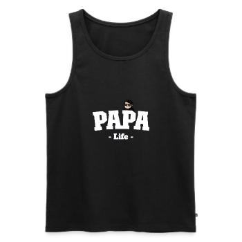 Papa life. Vie de papa - Débardeur bio Premium Homme - noir - Devant - Michal (187cm)
