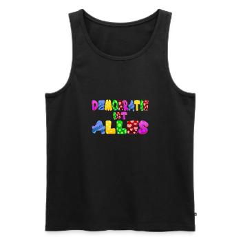AfD stoppen gegen rechts Demokratie Vielfalt links - Männer Premium Bio Tank Top - Schwarz - Vorne - Michal (187cm)