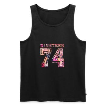 NINETEEN 1974 B - Men's Premium Organic Tank Top - black - Front - AI Model Male 178 light (178cm)
