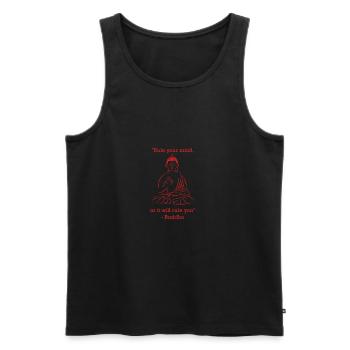 Buddha - "Verstand" - Männer Premium Bio Tank Top - Schwarz - Vorne - Michal (187cm)