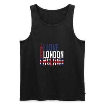J'aime Londres Angleterre - Débardeur bio Premium Homme - noir - Devant - AI Model Male 178 light (178cm)
