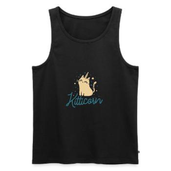 Kitticorn - Cat - Horn - chaton - Unicorn - Débardeur bio Premium Homme - noir - Devant - Michal (187cm)