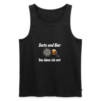 Darts & Bier - Darts tshirt - Männer Premium Bio Tank Top - Schwarz - Vorne - Michal (187cm)
