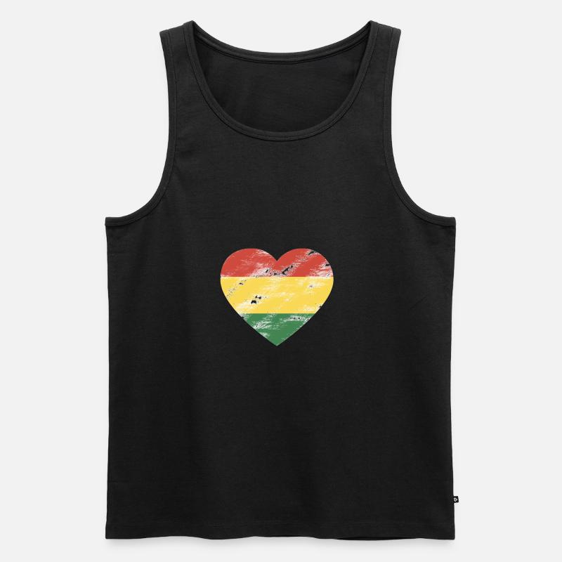 Rasta Herz - Männer Premium Bio Tank Top - Schwarz